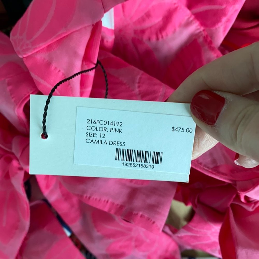 Milly Pink Floral Mini Dress with Bow Detail - Picture 9 of 9
